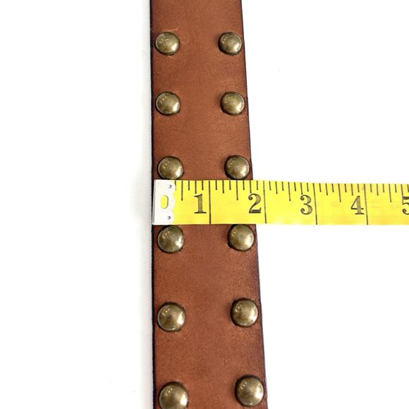 Vintage Abercrombie & Fitch Genuine Leather Belt Studded Sz S Brown 42”X 2” Boho main image 8